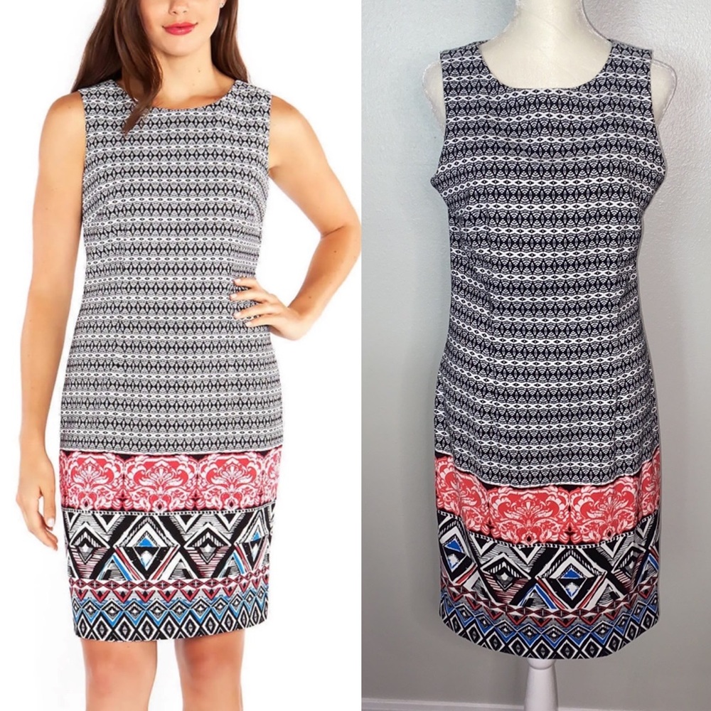 Mario Serrani Italy geometric print boho shift dress size 6